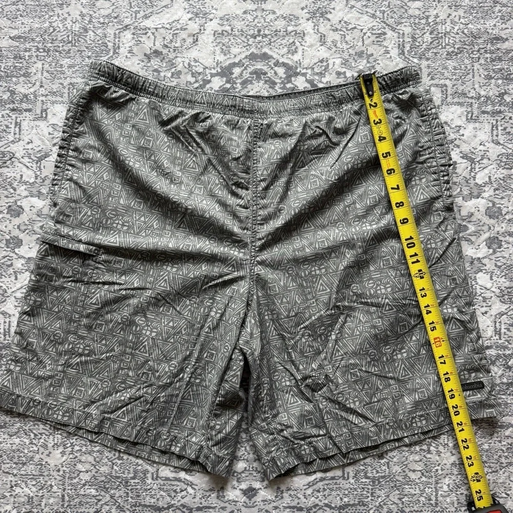 Columbia XCO Mens Gray Aztec Geometric Packable Cargo Swim Trunks Shorts L